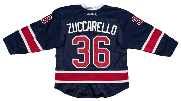 2015-2016 Mats Zuccarello Game Used New York Rangers Heritage Jersey Photo Matched To 10/30/15 For 1st Career Hat Trick Game (Resolution Photomatching & Steiner)
